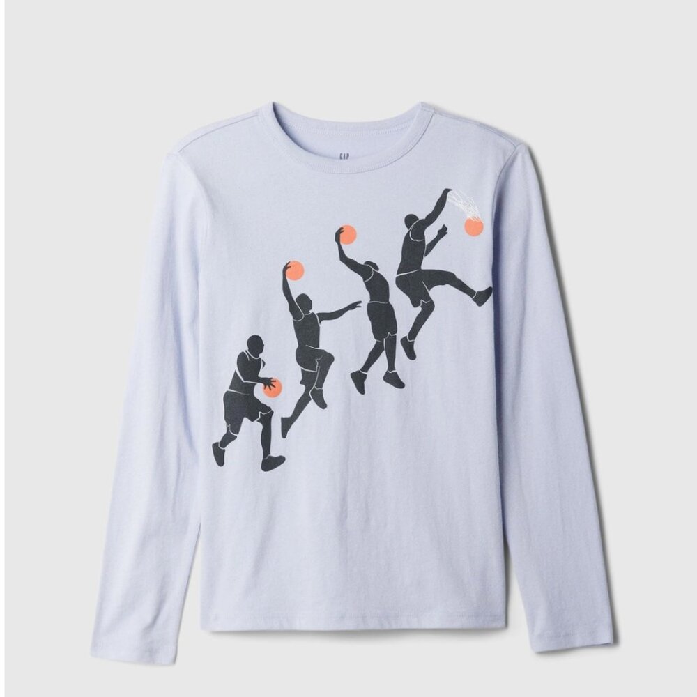 Gap Kids Boys Blue Long Sleeve Crew Neck Graphic Basketball Size XL (12) NWT